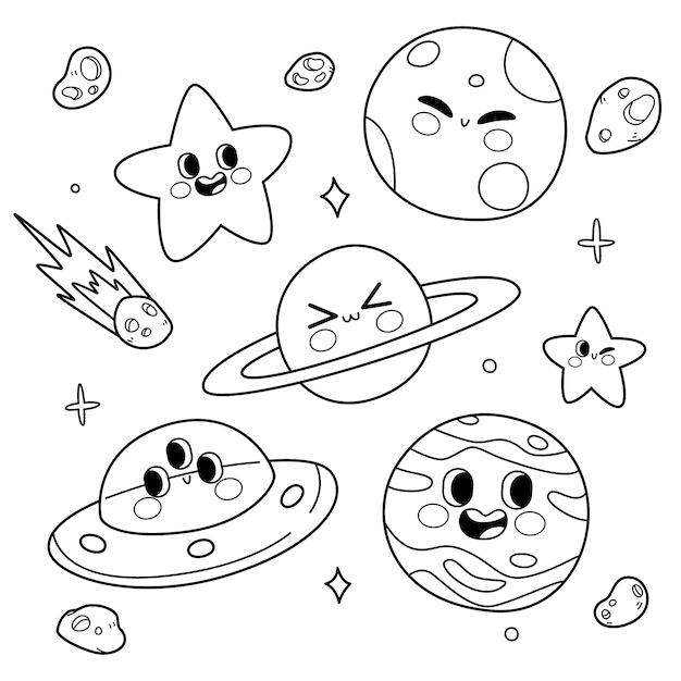 Free vector hand drawn kawaii coloring book illustration