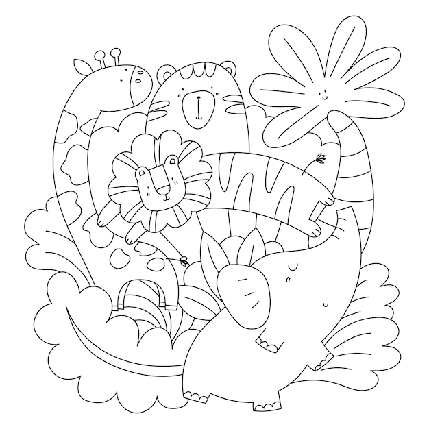 Free Vector hand drawn kawaii coloring book illustration