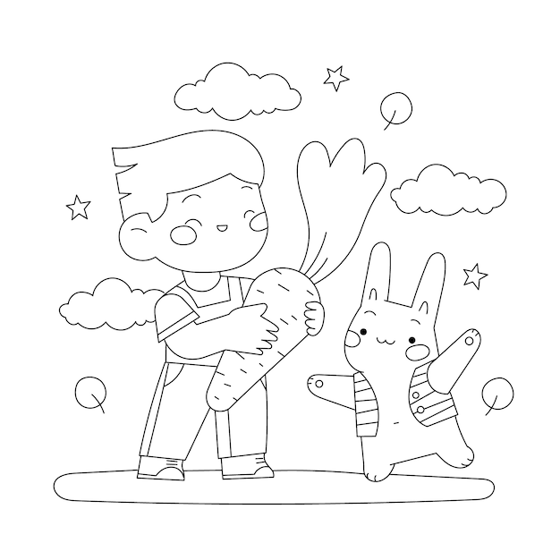 Free vector hand drawn kawaii coloring book illustration