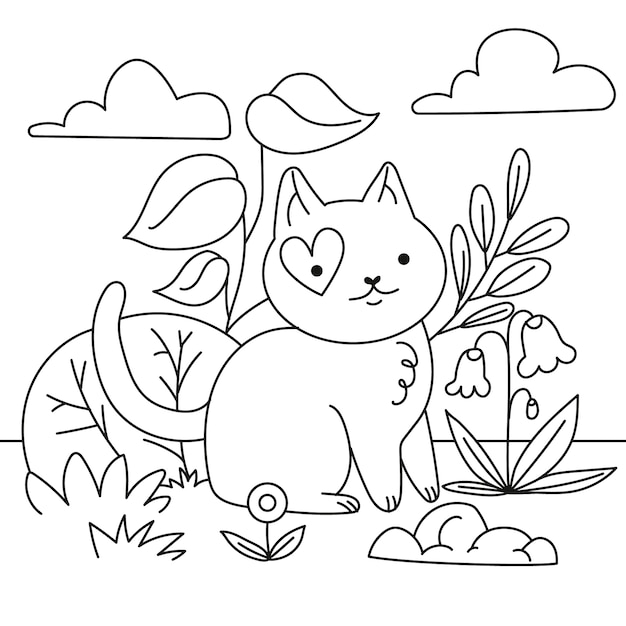 Free Vector hand drawn kawaii coloring book illustration