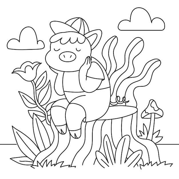 Free Vector hand drawn kawaii coloring book illustration