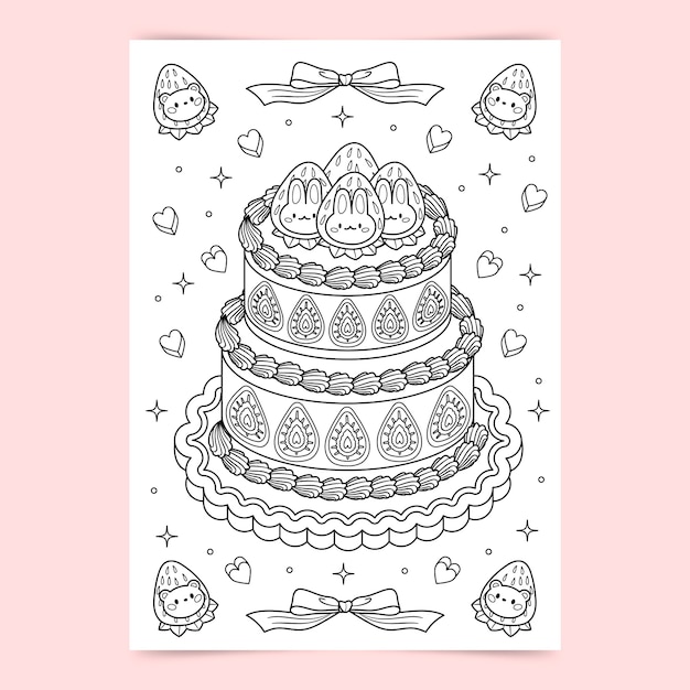 Free Vector hand drawn kawaii coloring book illustration