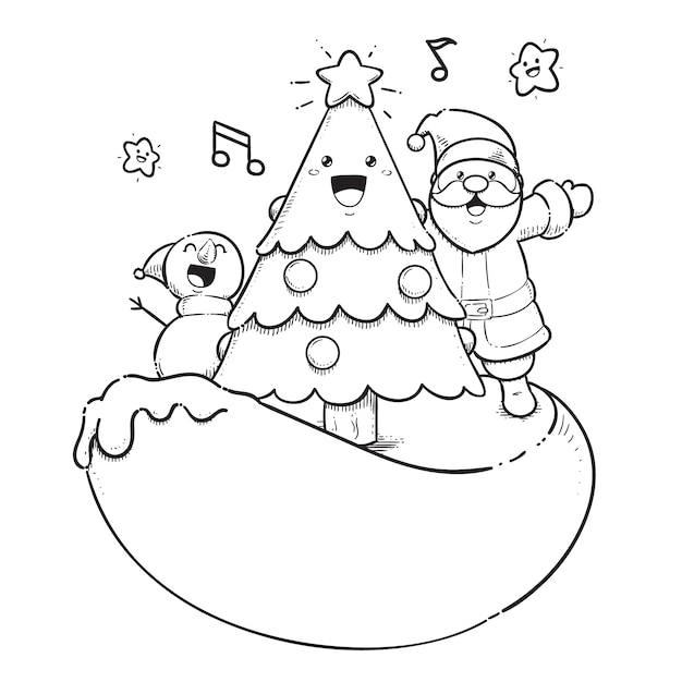 Free vector hand drawn kawaii coloring book illustration