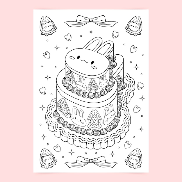 Free Vector hand drawn kawaii coloring book illustration