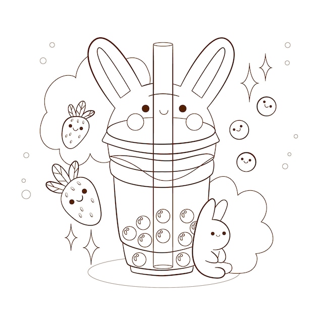 Free vector hand drawn kawaii coloring book