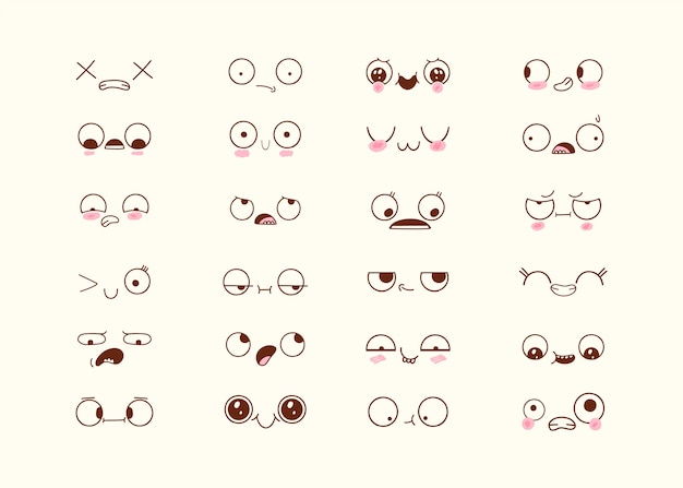 Free Vector hand drawn kawaii face collection