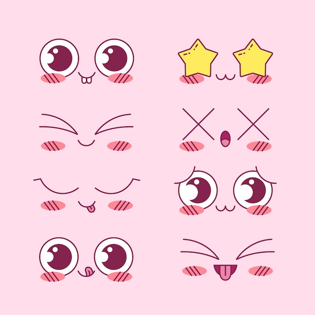 Free Vector hand drawn kawaii face collection