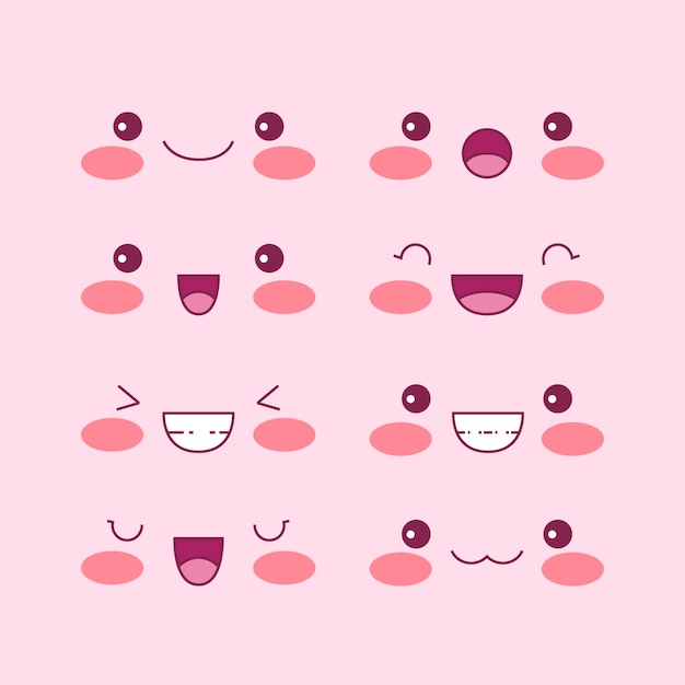 Free Vector hand drawn kawaii face collection