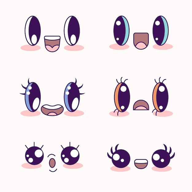 Free Vector hand drawn kawaii face illustration