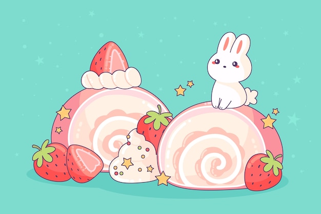 Free Vector hand drawn kawaii food illustration