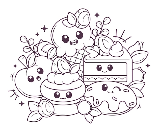 Free vector hand drawn kawaii illustration