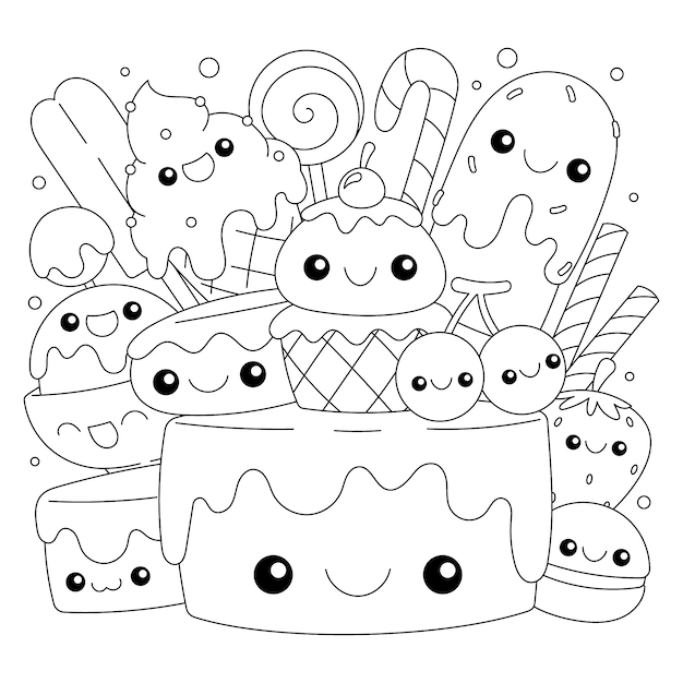 Free vector hand drawn kawaii illustration