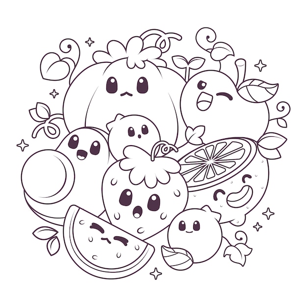 Free vector hand drawn kawaii illustration