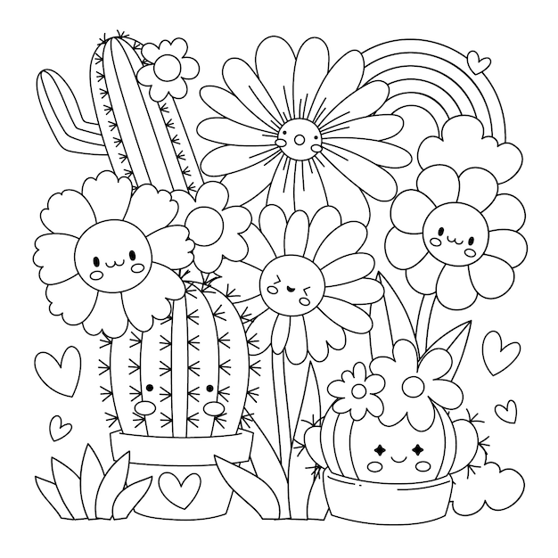 Hand drawn kawaii illustration