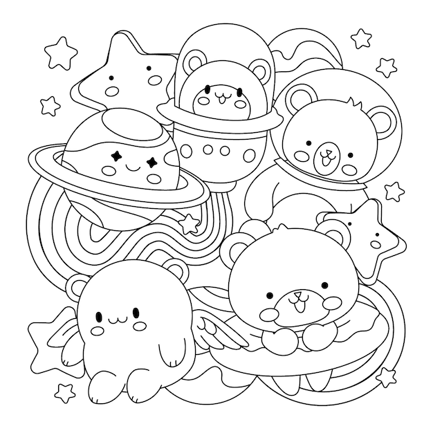 Hand drawn kawaii illustration