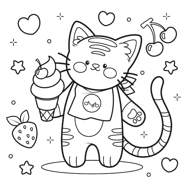 Hand drawn kawaii illustration