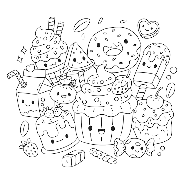 Free vector hand drawn kawaii illustration