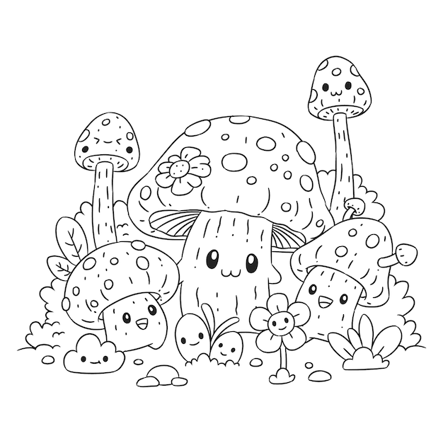 Hand drawn kawaii illustration