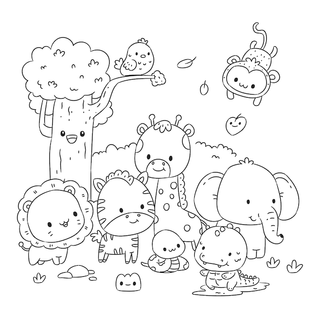 Hand drawn kawaii illustration