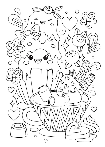 Free vector hand drawn kawaii illustration