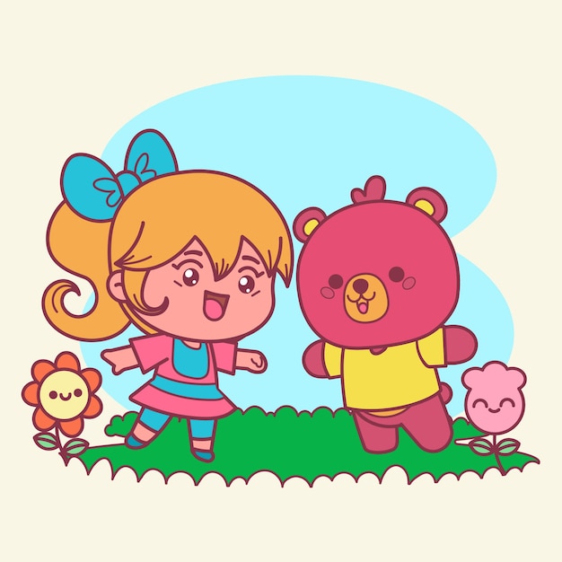 Free Vector hand drawn kawaii illustrations