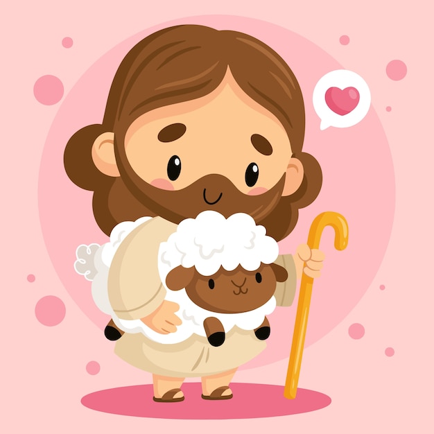 Hand drawn kawaii jesus illustration