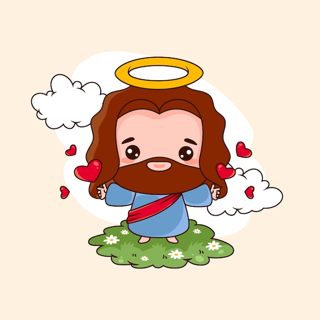 Free vector hand drawn kawaii jesus illustration