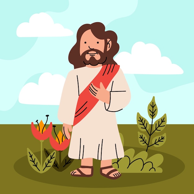 Free Vector hand drawn kawaii jesus illustration