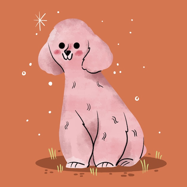 Free vector hand drawn kawaii poodle illustration