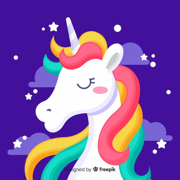 Hand drawn kawaii unicorn background