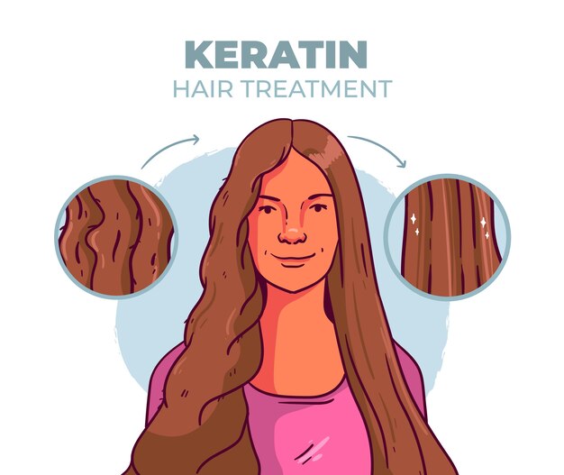 Hand drawn keratin illustration