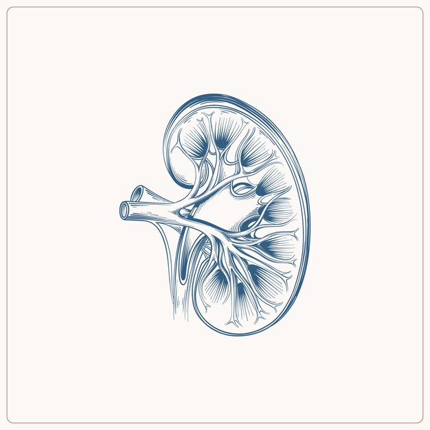 Hand drawn kidney drawing illustration