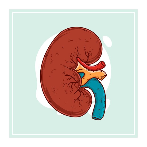 Hand drawn kidney drawing illustration