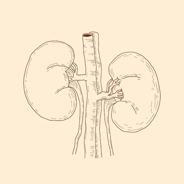 Hand drawn kidney drawing illustration