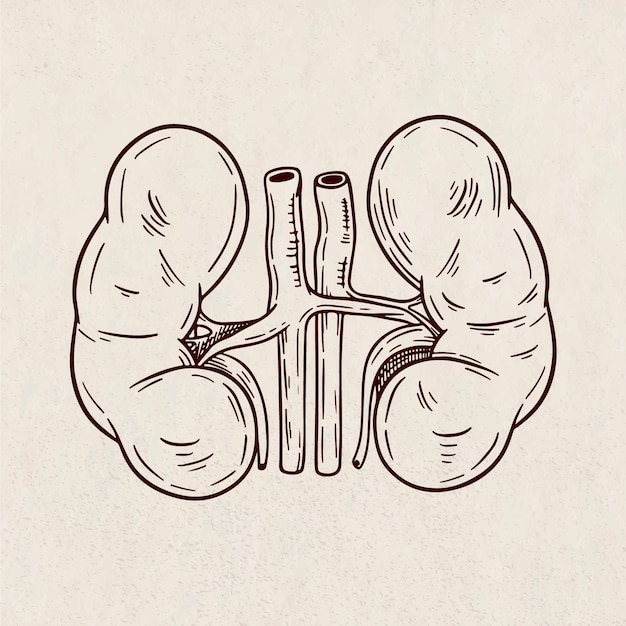 Hand drawn kidney drawing illustration