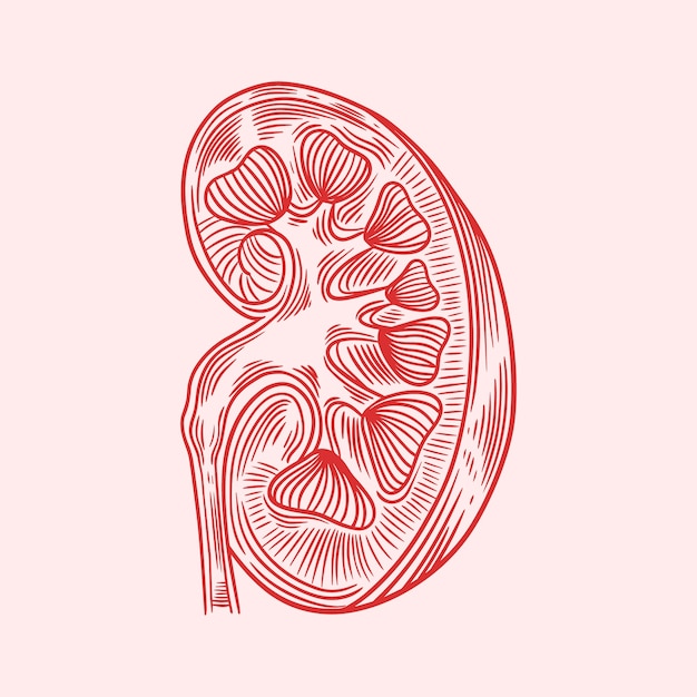 Hand drawn kidney drawing illustration