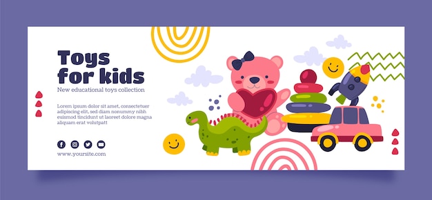 Hand drawn kids toys facebook cover