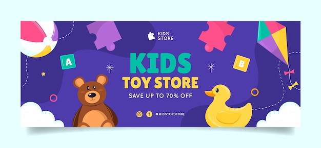 Hand drawn kids toys facebook cover