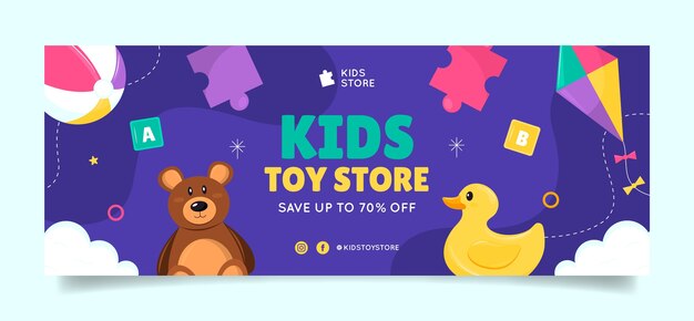 Hand drawn kids toys facebook cover