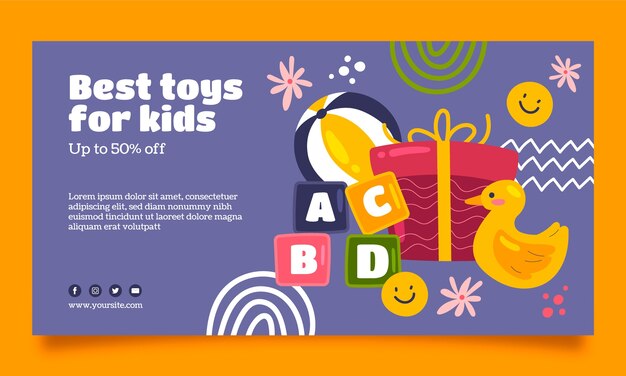 Hand drawn kids toys facebook template