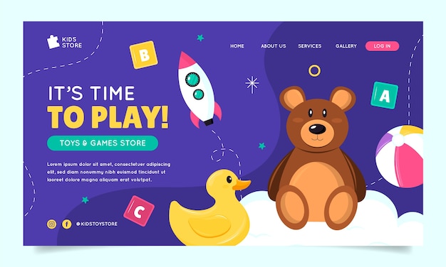 Hand drawn kids toys landing page