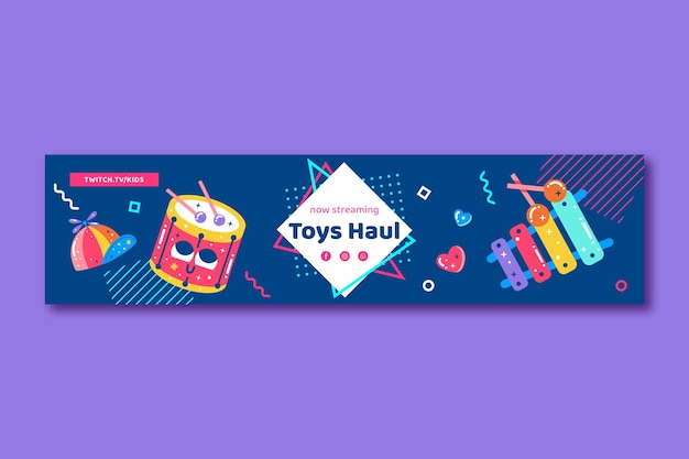 Hand drawn kids toys twitch banner