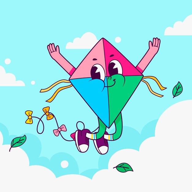 Free Vector hand drawn  kite cartoon cartoon illustration