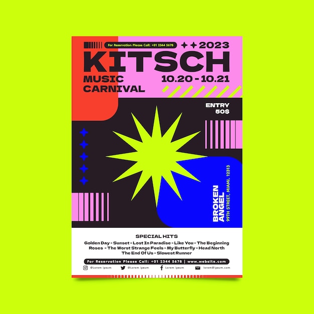 Hand drawn kitschy colors poster template