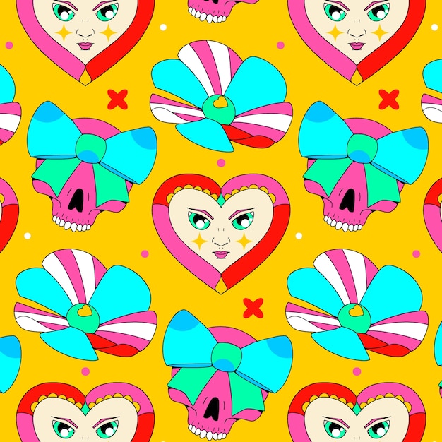 Hand drawn kitschy pattern