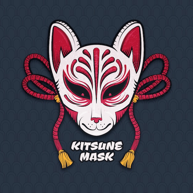 Free Vector hand drawn kitsune illustration