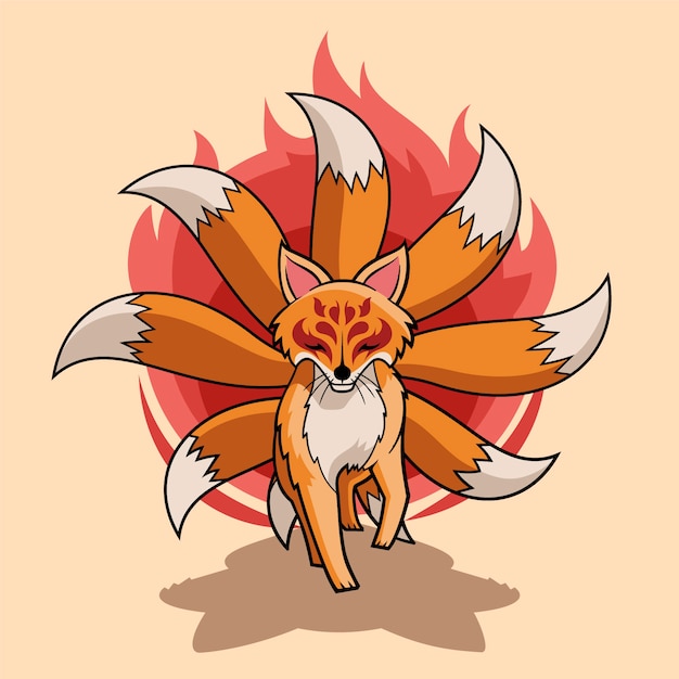 Free Vector hand drawn kitsune illustration