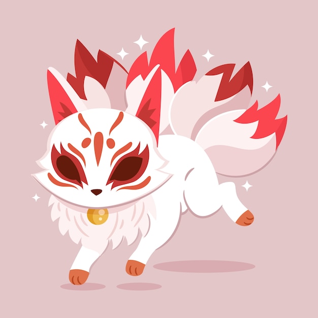 Free vector hand drawn kitsune illustration