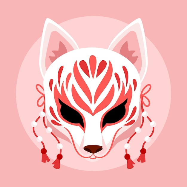 Free Vector hand drawn kitsune illustration