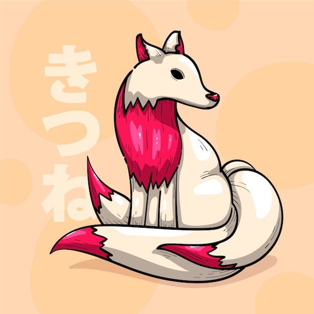 Free Vector hand drawn kitsune illustration